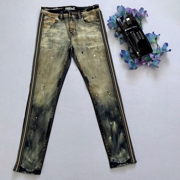 Preme NWOT Stone Wash Paint Splatter Skinny Jeans Men 32 - Picture 2 of 9